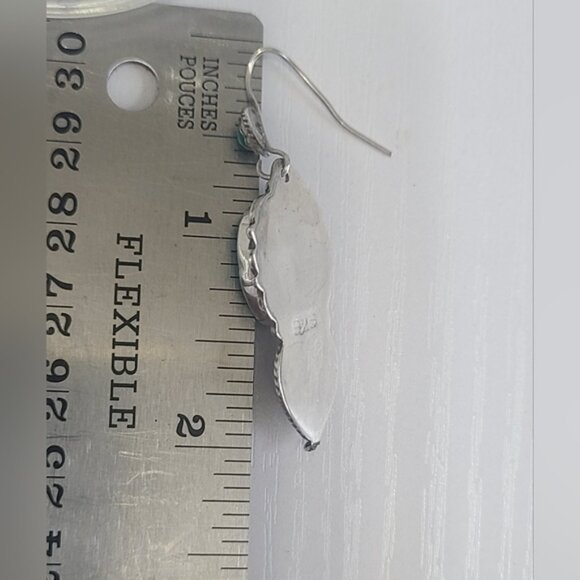 Vintage Sterling Silver Turquoise Boho Western Tribal Exotic Drop Earrings - Picture 9 of 9